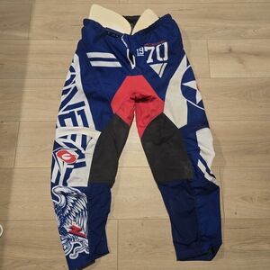 Blue and Red Graphic Motocross Pants